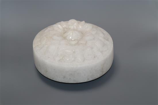 A piece of carved quartz, in a fitted box